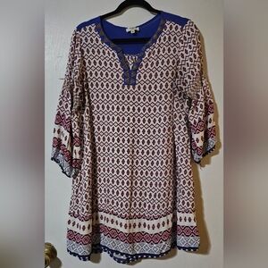 Patterned Women's Top - Cream and Red